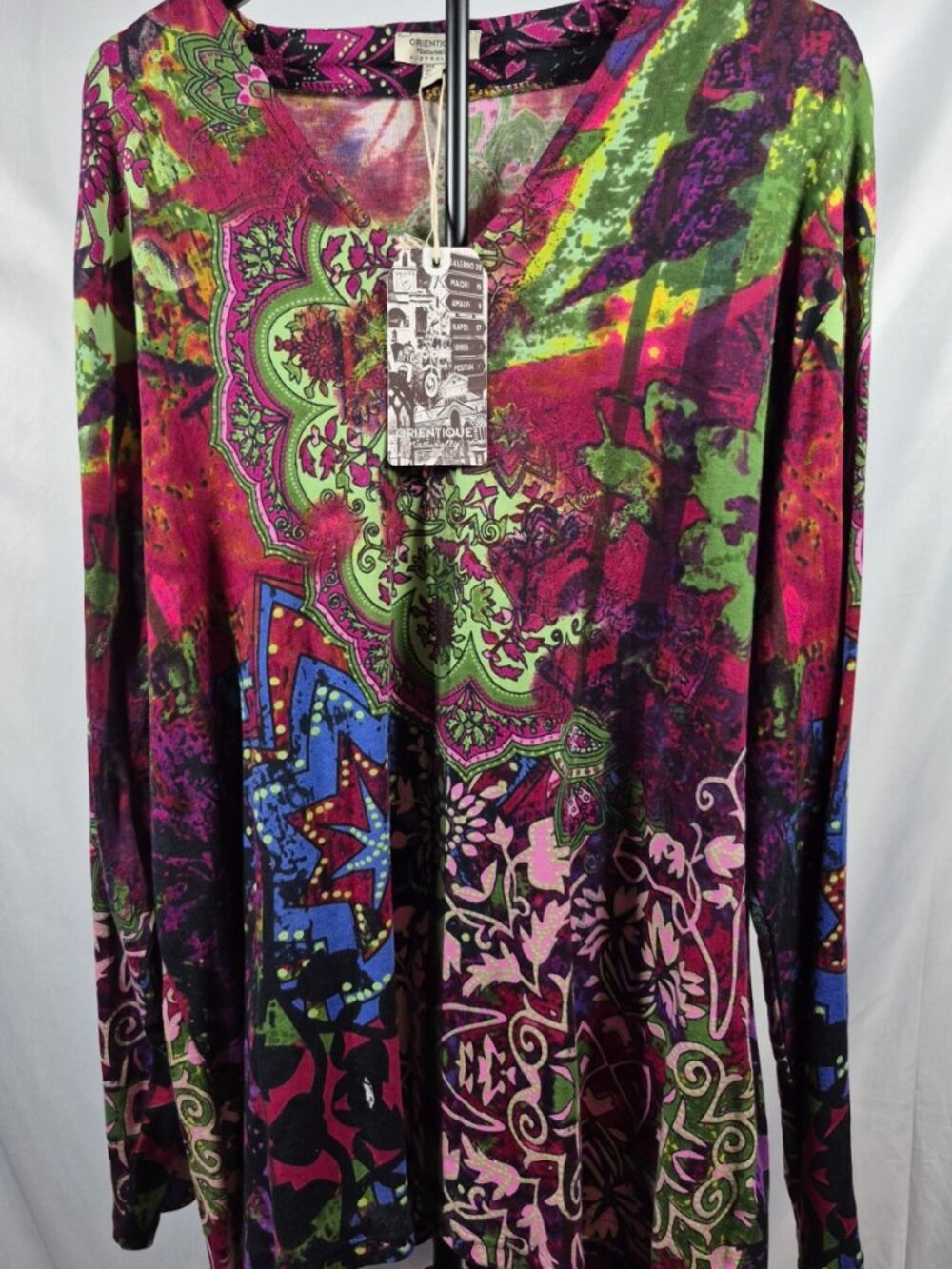 Orientique Naturally Australian 2X Abstract Paisley Tunic Top NWT